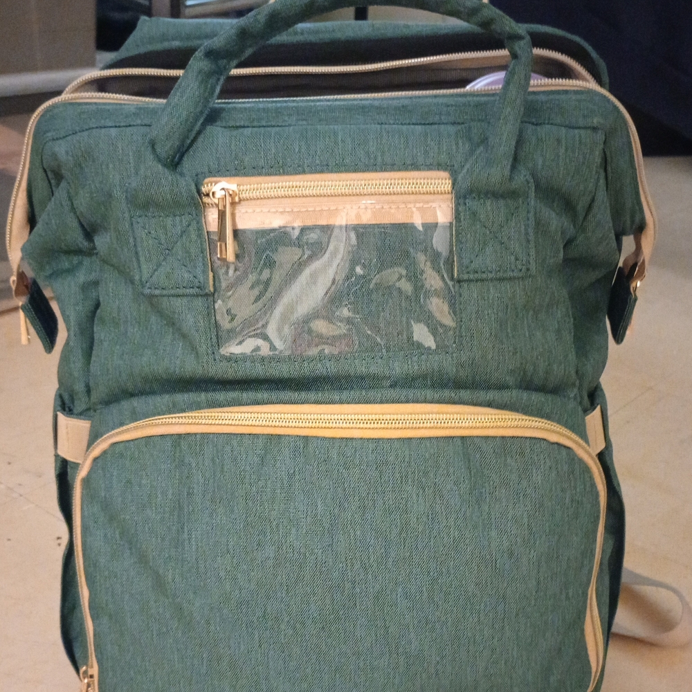 Stylish Green Backpack with Cream Accents